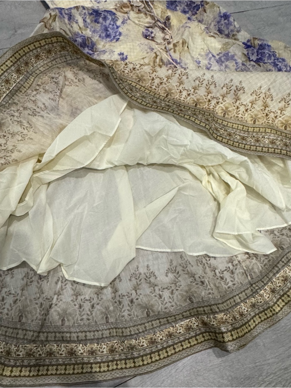 Zimmermann Cream and Lavender Floral Midi Dress with Gold Accents - Picture 5 of 10